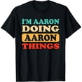 thumbnail image 1 of Funny Name Aaron Personalized Retro Style Graphic for Men Short Sleeve T-Shirt, 1 of 6