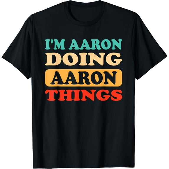 Funny Name Aaron Personalized Retro Style Graphic for Men Short Sleeve T-Shirt