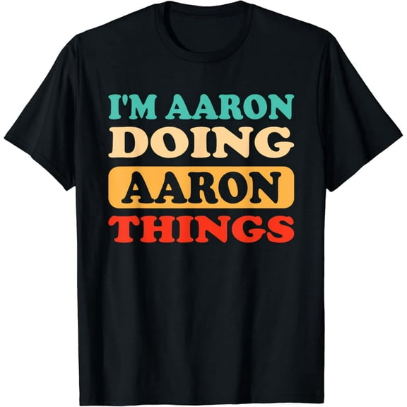 Funny Name Aaron Personalized Retro Style Graphic for Men Short Sleeve T-Shirt