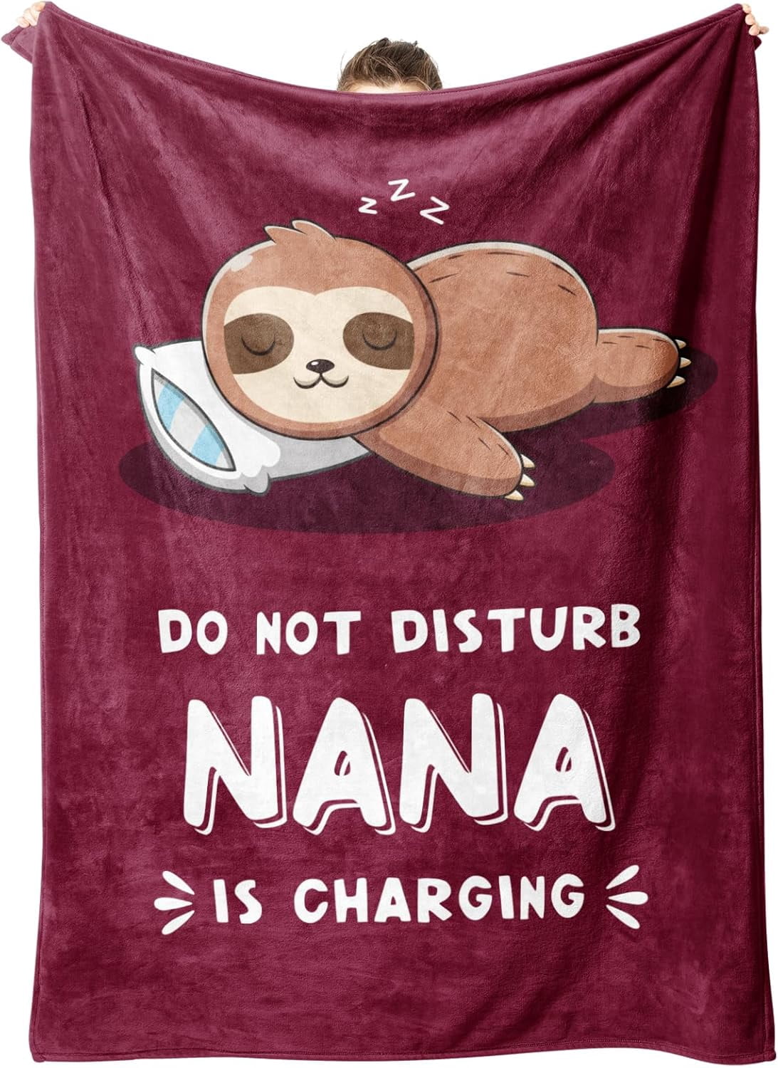 Funny Nana Gifts for Christmas, Nana is Charging Sloth Blanket, Nana Birthday Gifts, Gifts for Nana from Grandkids for Mothers Day, Soft Sloth Throws Blankets for Nana