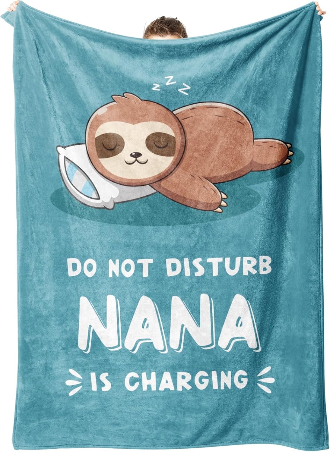 Funny Nana Gifts for Christmas, Nana is Charging Sloth Blanket, Nana Birthday Gifts, Gifts for Nana from Grandkids for Mothers Day, Soft Sloth Throws Blankets for Nana