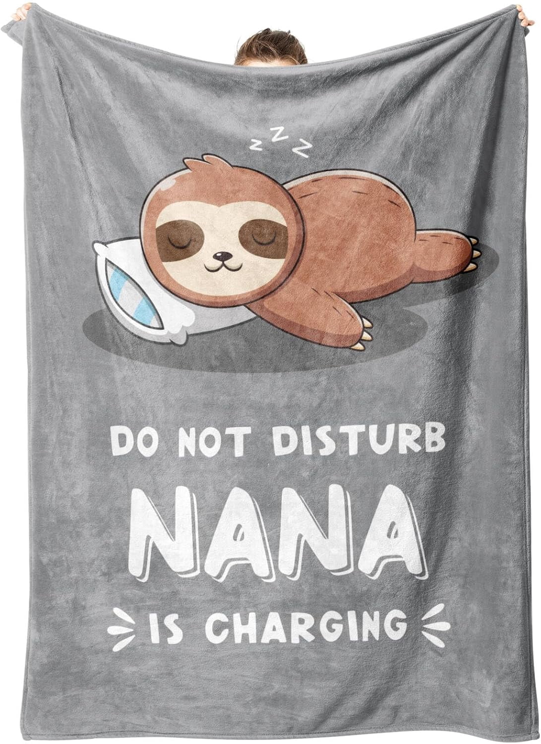 Funny Nana Gifts for Christmas, Nana is Charging Sloth Blanket, Nana Birthday Gifts, Gifts for Nana from Grandkids for Mothers Day, Soft Sloth Throws Blankets for Nana
