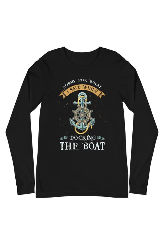 Funny Nautical Boat Anchor Gag Long Sleeve Tee (Black, XS)
