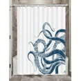 thumbnail image 1 of Funny Nautical Octopus Camper RV Shower Curtain for Travel Trailer Bathroom, Ocean Camping Fabric Stall Small Narrow Shower Curtains Set, Happy Camp Outdoor Decor Accessories with Hooks 47X64, 1 of 5