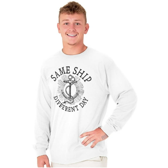 Funny Nautical Sea Captain Anchor Pun Long Sleeve TShirt Men Women Brisco Brands S