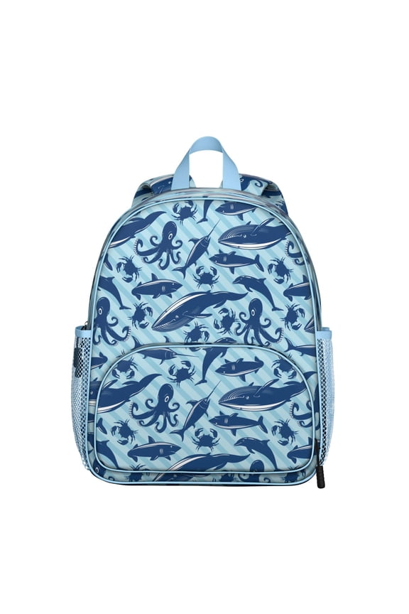Funny Nautical Whale Student Backpack - Waterproof School Bag with Cute Underwater Marine Life and Tropical Ocean Cartoon Print for Student and Teens