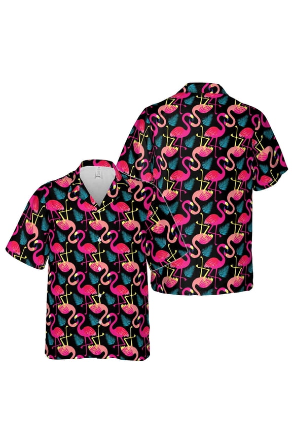 Funny Neon Pink Flamingo Birdie Tropical Birdie Hawaiian Shirt S-5XL
