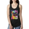 thumbnail image 1 of Funny Neon Pug | Dean Russo Art Animal Lover Ladies Racerback Tank Top, Black, Small, 1 of 6