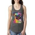 thumbnail image 1 of Funny Neon Pug | Dean Russo Art Animal Lover Ladies Racerback Tank Top, Dark Grey, Small, 1 of 6