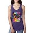 thumbnail image 1 of Funny Neon Pug | Dean Russo Art Animal Lover Ladies Racerback Tank Top, Purple Rush, Small, 1 of 6