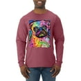 thumbnail image 1 of Funny Neon Pug | Dean Russo Art Animal Lover Mens Long Sleeve Shirt, Vintage Heather Red, 3X-Large, 1 of 6