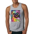 thumbnail image 1 of Funny Neon Pug | Dean Russo Art Animal Lover Mens Tank Top, Heather Grey, X-Large, 1 of 6