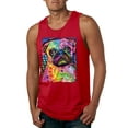 thumbnail image 1 of Funny Neon Pug | Dean Russo Art Animal Lover Mens Tank Top, Red, Large, 1 of 6