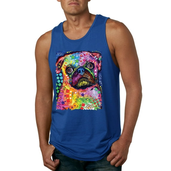 Funny Neon Pug | Dean Russo Art Animal Lover Mens Tank Top, Royal, XX-Large