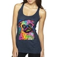 thumbnail image 1 of Funny Neon Pug | Dean Russo Art Animal Lover Tri-Blend Racerback Tank Top, Vintage Navy, Small, 1 of 6