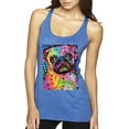 thumbnail image 1 of Funny Neon Pug | Dean Russo Art Animal Lover Tri-Blend Racerback Tank Top, Vintage Royal, X-Large, 1 of 6