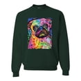thumbnail image 1 of Funny Neon Pug | Dean Russo Art Animal Lover Unisex Crewneck Sweatshirt, Forest Green, X-Large, 1 of 6