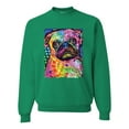 thumbnail image 1 of Funny Neon Pug | Dean Russo Art Animal Lover Unisex Crewneck Sweatshirt, Kelly, Large, 1 of 6