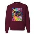 thumbnail image 1 of Funny Neon Pug | Dean Russo Art Animal Lover Unisex Crewneck Sweatshirt, Maroon, Medium, 1 of 6