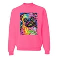 thumbnail image 1 of Funny Neon Pug | Dean Russo Art Animal Lover Unisex Crewneck Sweatshirt, Neon Pink, Large, 1 of 6