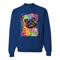 thumbnail image 1 of Funny Neon Pug | Dean Russo Art Animal Lover Unisex Crewneck Sweatshirt, Royal, 3X-Large, 1 of 6