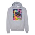 thumbnail image 1 of Funny Neon Pug | Dean Russo Art Animal Lover Unisex Hoodie Sweatshirt, Heather Grey, Large, 1 of 6