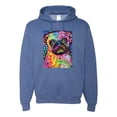 thumbnail image 1 of Funny Neon Pug | Dean Russo Art Animal Lover Unisex Hoodie Sweatshirt, Vintage Heather Blue, Medium, 1 of 6