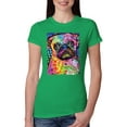 thumbnail image 1 of Funny Neon Pug | Dean Russo Art Animal Lover Womens Slim Fit Junior Tee, Kelly, XX-Large, 1 of 6