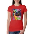 thumbnail image 1 of Funny Neon Pug | Dean Russo Art Animal Lover Womens Slim Fit Junior Tee, Red, XX-Large, 1 of 6