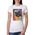 thumbnail image 1 of Funny Neon Pug | Dean Russo Art Animal Lover Womens Slim Fit Junior Tee, White, Medium, 1 of 6