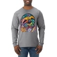 thumbnail image 1 of Funny Neon Sloth | Dean Russo Art Animal Lover Mens Long Sleeve Shirt, Heather Grey, L, 1 of 5