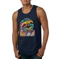 thumbnail image 1 of Funny Neon Sloth | Dean Russo Art Animal Lover Mens Sleeveless Top, Navy, L, 1 of 5