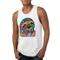thumbnail image 1 of Funny Neon Sloth | Dean Russo Art Animal Lover Mens Sleeveless Top, White, M, 1 of 5