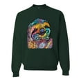 thumbnail image 1 of Funny Neon Sloth | Dean Russo Art Animal Lover Unisex Crewneck Sweatshirt, Forest Green, 3XL, 1 of 5