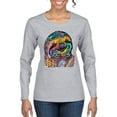 thumbnail image 1 of Funny Neon Sloth | Dean Russo Art Animal Lover Womens Long Sleeve T-Shirt, Heather Grey, 2XL, 1 of 5
