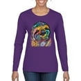 thumbnail image 1 of Funny Neon Sloth | Dean Russo Art Animal Lover Womens Long Sleeve T-Shirt, Purple, S, 1 of 5