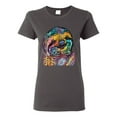 thumbnail image 1 of Funny Neon Sloth | Dean Russo Art Animal Lover Womens T-Shirt, Charcoal, 2XL, 1 of 5