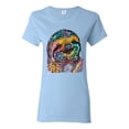 thumbnail image 1 of Funny Neon Sloth | Dean Russo Art Animal Lover Womens T-Shirt, Light Blue, XL, 1 of 5