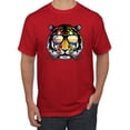 thumbnail image 1 of Funny Neon Summer California Beach Tiger | Mens Animal Lover Graphic T-Shirt, Red, 4XL, 1 of 4