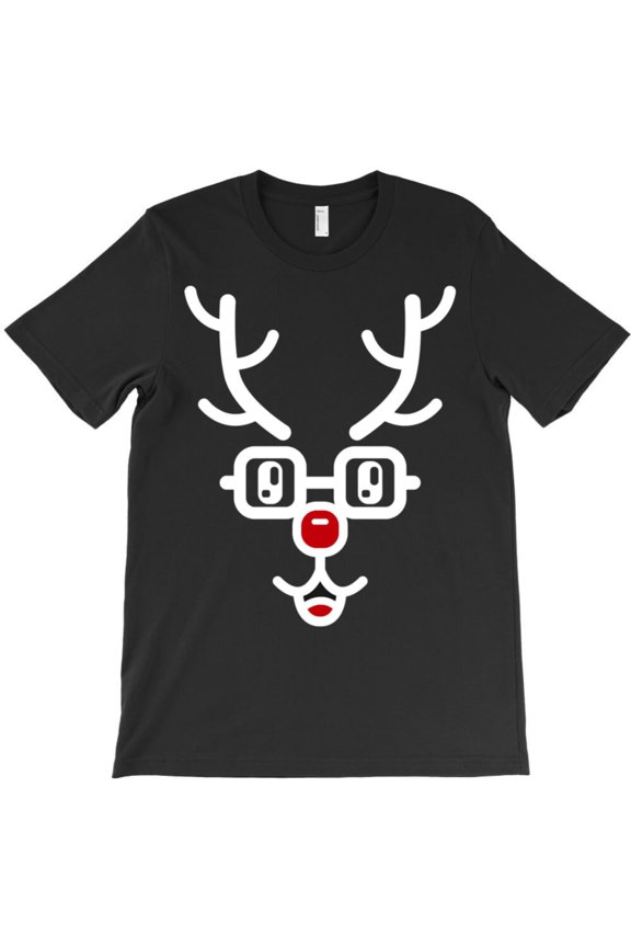 Funny Nerd Reindeer Rudolph Red-Nosed Christmas Xmas Holiday Graphic T-Shirt - Relaxed Look G4356, Up to 5XL