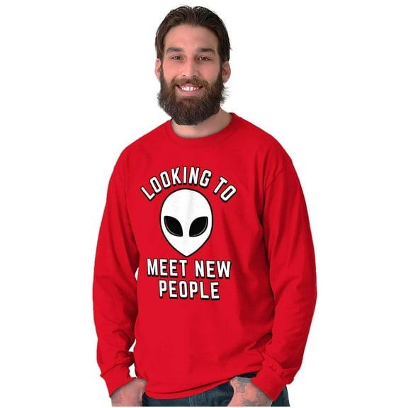 Funny Nerdy Aliens UFOs Believers Plus Size Long Sleeve Graphic Tee Shirt Brisco Brands 3X