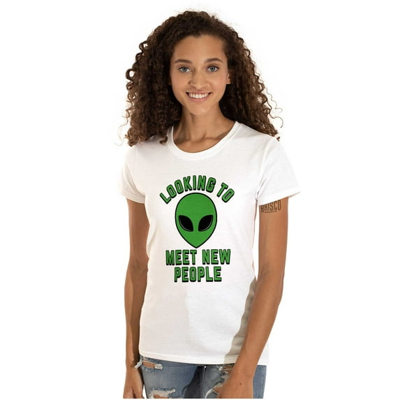 Funny Nerdy Aliens UFOs Believers Womens Fitted Plus Size Graphic Tee Brisco Brands 3X