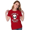 thumbnail image 1 of Funny Nerdy Aliens UFOs Believers Womens Slim Fit Graphic Tee Brisco Brands L, 1 of 5