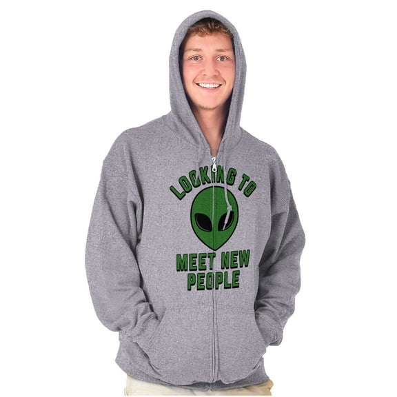 Funny Nerdy Aliens UFOs Believers Zip Up Hoodie Men's Women's Brisco Brands X