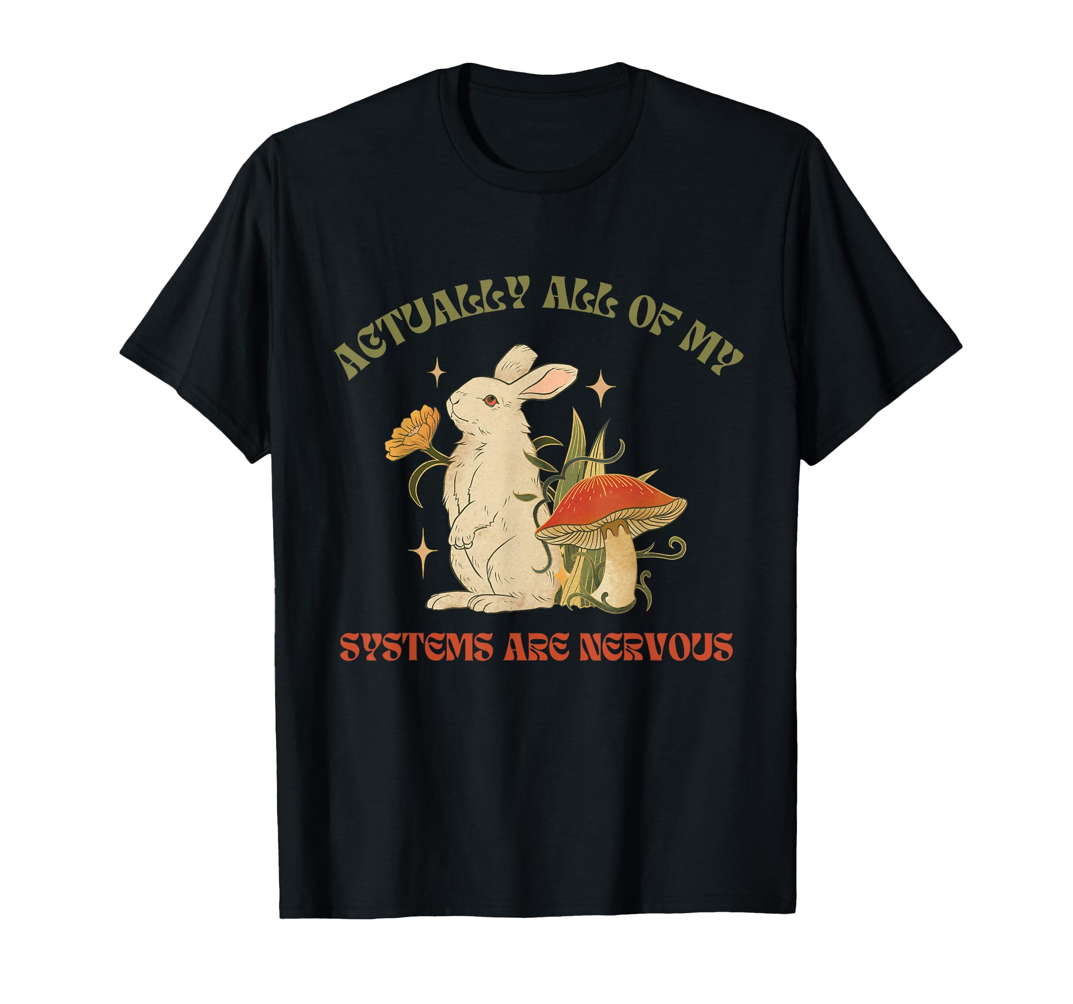 Photo inspiration: Funny Nervous Rabbit And Mushroom Graphic T Shirt For Mental Photo Inspiration