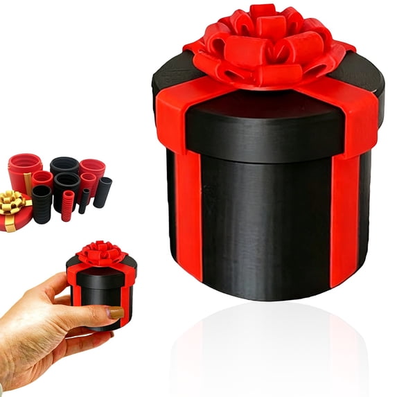 Funny Nested Screw Prank Box, Reusable 4 Layer Puzzle Gift Box with Red Bow, Annoying Twist Unboxing Game, Storage Box for Gift Cards Cash Jewelry for Holiday Party