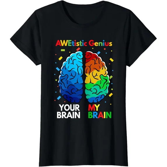 Funny Neurodiversity Autism Awareness Awetistic Ladies' Crewneck T-Shirt
