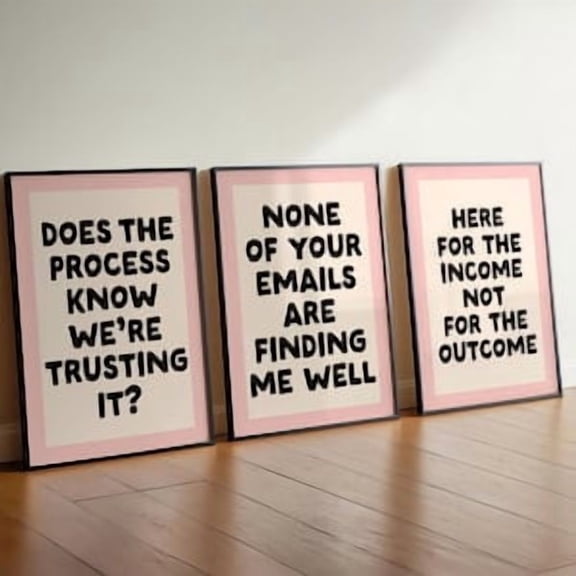 Funny Neutral Office Print Set Trio Retro Typography Desk Wall Decor Print, Poster Only