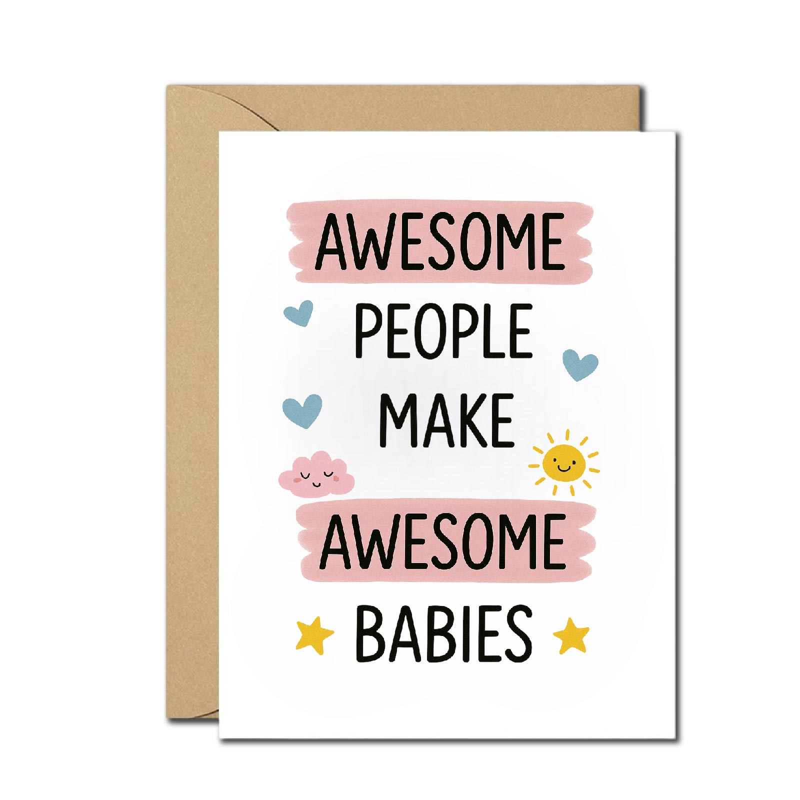 Stuff4 Biglietto Di Auguri Per Neonato Unisex – "Awesome Babies" In Inglese, 145x145 Mm Con Busta Kraft