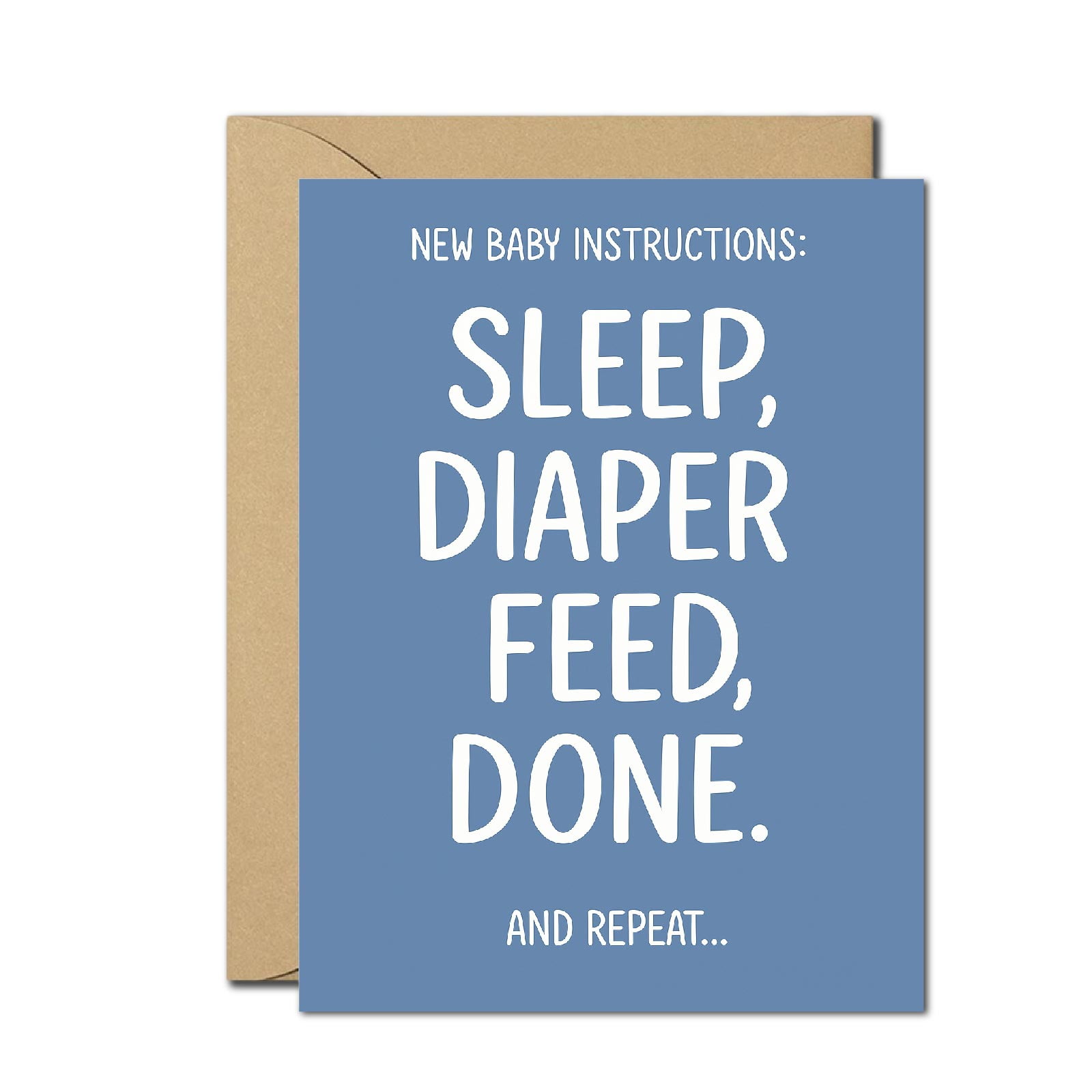 Funny New Baby Instructions Card - Sleep, Diaper, Feed, Repeat ...